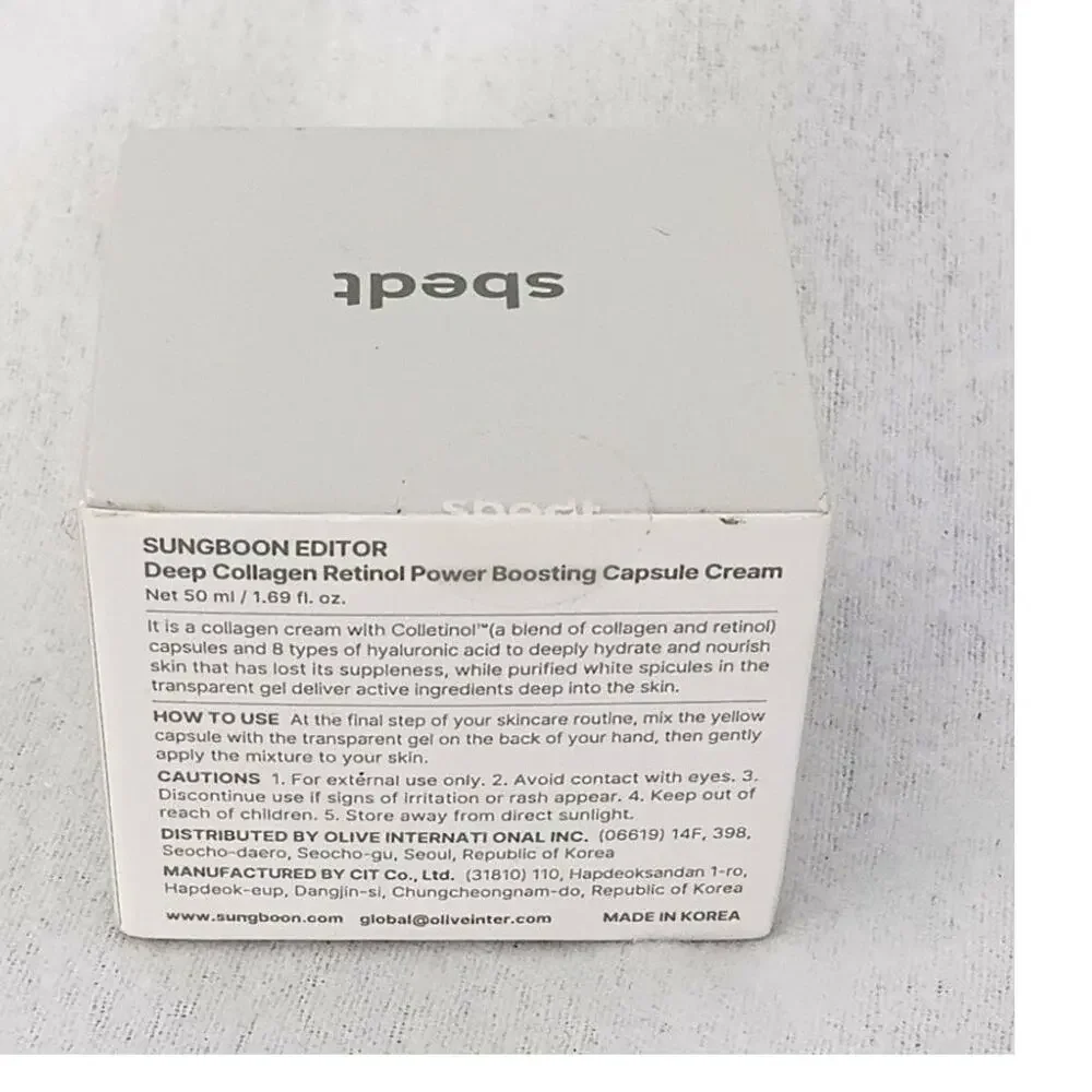 Sungboon Editor Sbedt Deep Collagen Retinol Power Boosting Capsule Cream 1.69 oz